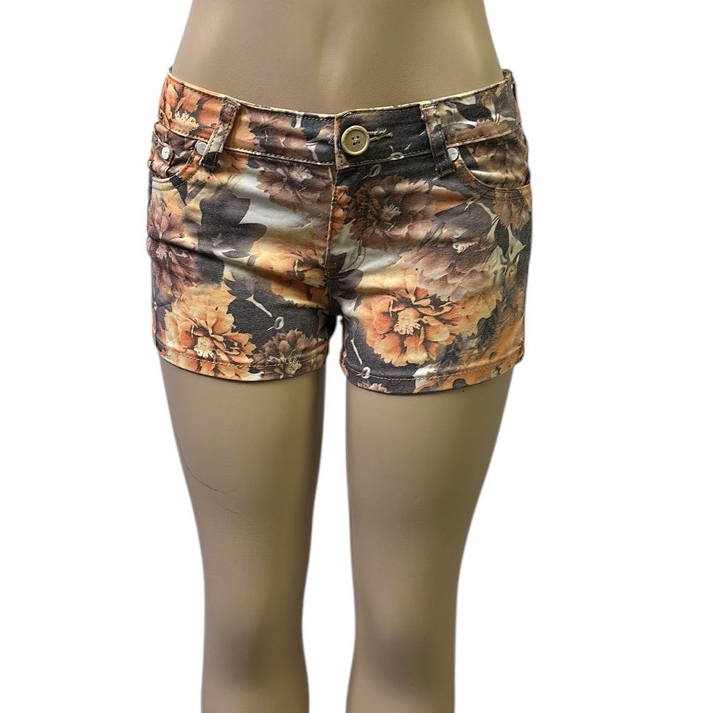 Geso Jeans Floral Selvedge Lightweight Stretch Denim 5 Pocket Shorts Juniors 7